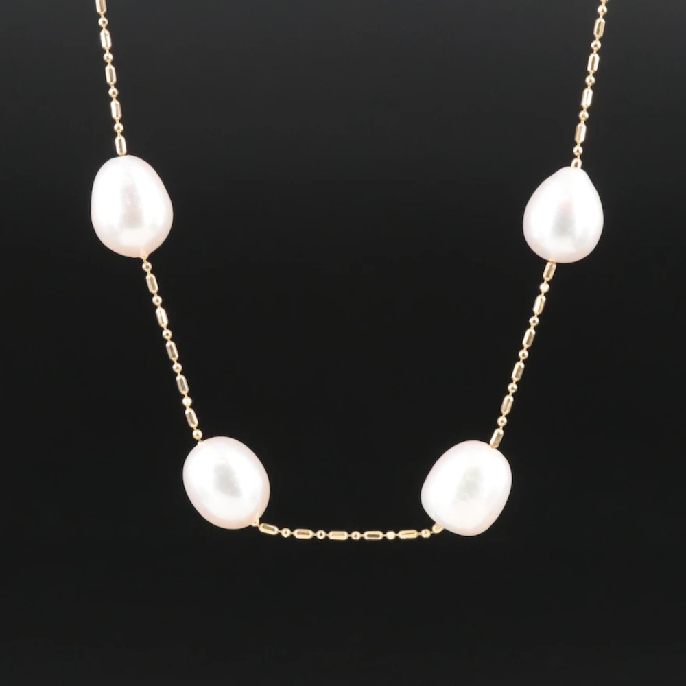 14K Pearl Station Necklace